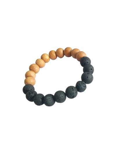 Rose Wood Lava Stone Bracelet For Men